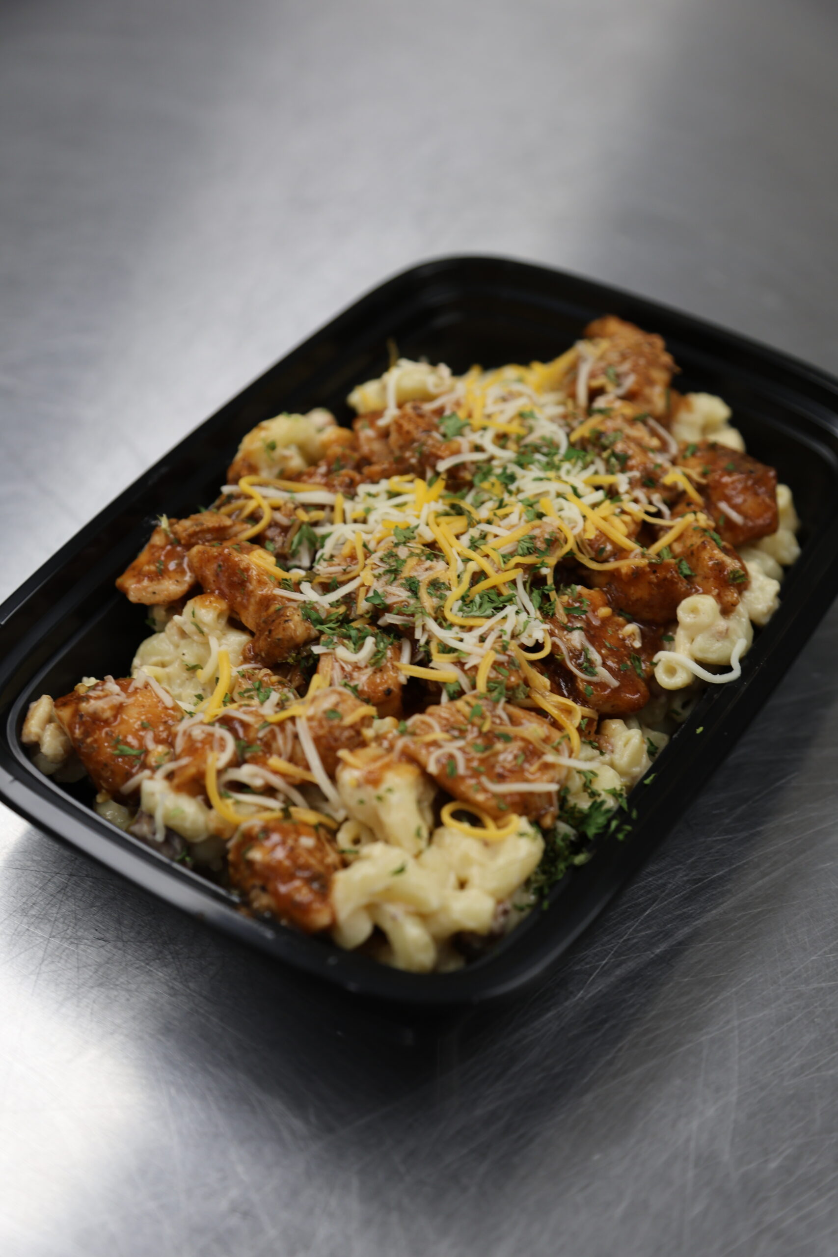 BBQ Mac n’ Cheese with Diced Chicken and Bacon